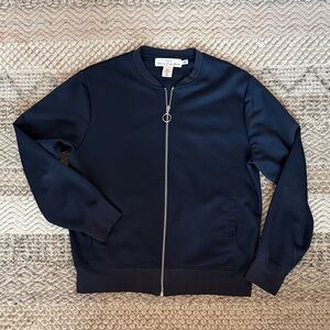 H&M L.O.G.G. Navy Blue Long Sleeve Zip-Up Lightweight Bomber Jacket